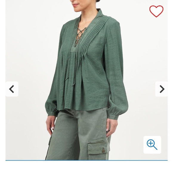 NWT Joie Micro Crepe Lace-Up Pleated Blouse Medium - Picture 2 of 6